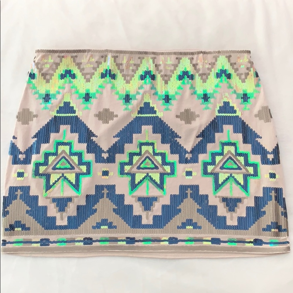 Express Aztec Sequined Skirt